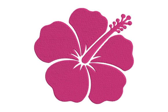 Pink Hibiscus Embroidery Design for Apparel